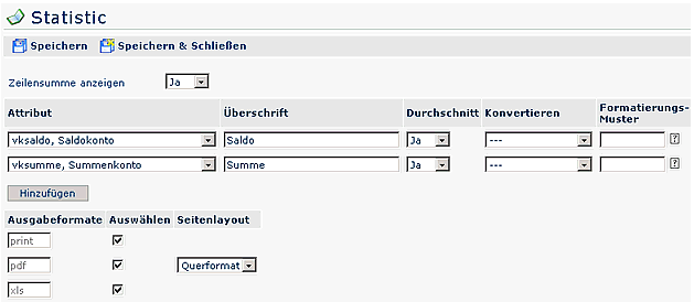 Konfiguration Statistikauswertung